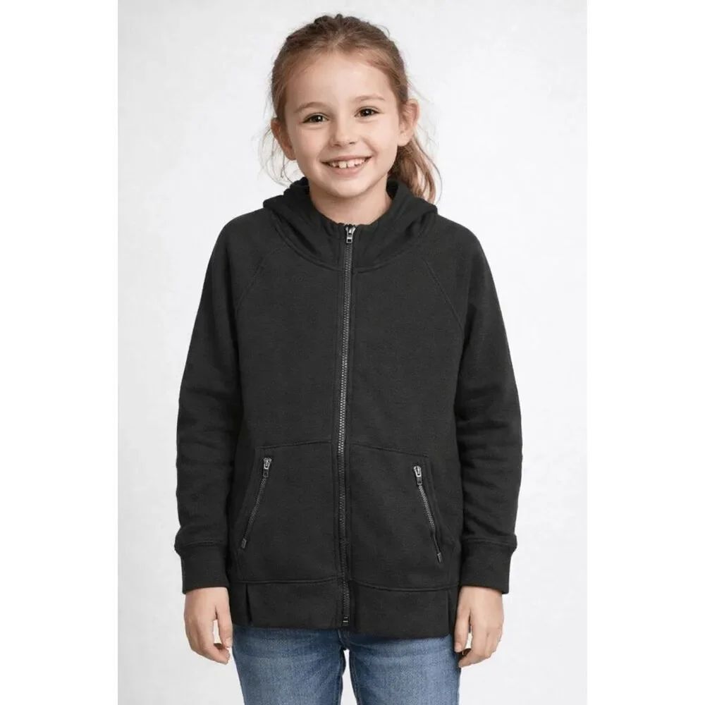 DSG Girls Sport Fleece Full Zip Hoodie Black size S (8-9)